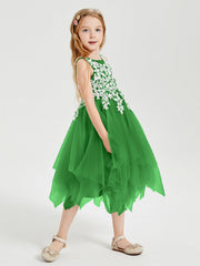 Abiti Damigella Junior In Tulle Lunghezza Al Polpaccio Verde