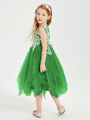 Abiti Damigella Junior In Tulle Lunghezza Al Polpaccio Verde