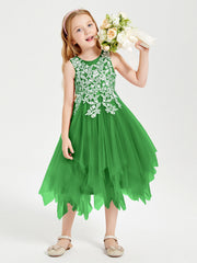 Abiti Damigella Junior In Tulle Lunghezza Al Polpaccio Verde