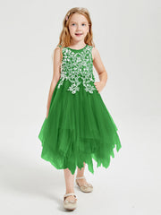 Abiti Damigella Junior In Tulle Lunghezza Al Polpaccio Verde