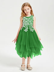 Abiti Damigella Junior In Tulle Lunghezza Al Polpaccio Verde