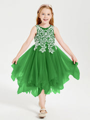 Abiti Damigella Junior In Tulle Lunghezza Al Polpaccio Verde
