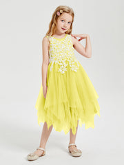 Abiti Damigella Junior In Tulle Lunghezza Al Polpaccio Limone