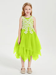 Abiti Damigella Junior In Tulle Lunghezza Al Polpaccio Verde Lime