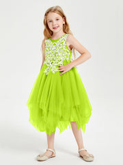 Abiti Damigella Junior In Tulle Lunghezza Al Polpaccio Verde Lime