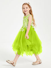 Abiti Damigella Junior In Tulle Lunghezza Al Polpaccio Verde Lime