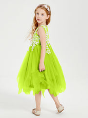 Abiti Damigella Junior In Tulle Lunghezza Al Polpaccio Verde Lime