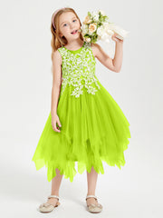 Abiti Damigella Junior In Tulle Lunghezza Al Polpaccio Verde Lime
