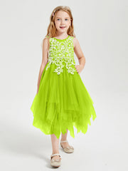 Abiti Damigella Junior In Tulle Lunghezza Al Polpaccio Verde Lime