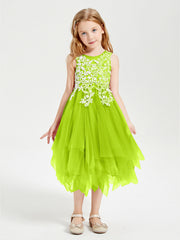 Abiti Damigella Junior In Tulle Lunghezza Al Polpaccio Verde Lime