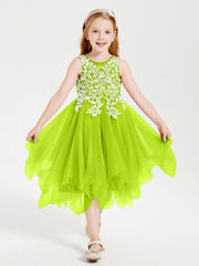 Abiti Damigella Junior In Tulle Lunghezza Al Polpaccio Verde Lime