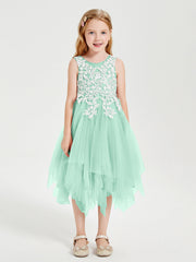 Abiti Damigella Junior In Tulle Lunghezza Al Polpaccio Verde Menta