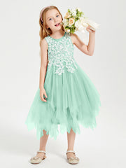 Abiti Damigella Junior In Tulle Lunghezza Al Polpaccio Verde Menta