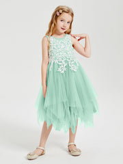 Abiti Damigella Junior In Tulle Lunghezza Al Polpaccio Verde Menta
