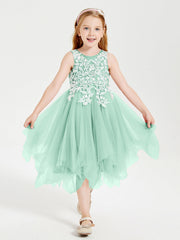 Abiti Damigella Junior In Tulle Lunghezza Al Polpaccio Verde Menta