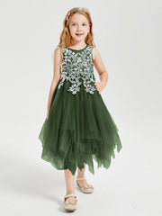 Abiti Damigella Junior In Tulle Lunghezza Al Polpaccio Verde Oliva