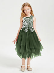 Abiti Damigella Junior In Tulle Lunghezza Al Polpaccio Verde Oliva