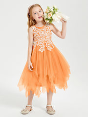 Abiti Damigella Junior In Tulle Lunghezza Al Polpaccio Arancio