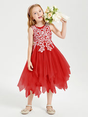 Abiti Damigella Junior In Tulle Lunghezza Al Polpaccio Rosso
