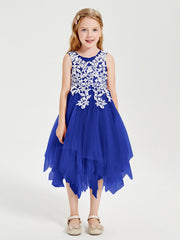 Abiti Damigella Junior In Tulle Lunghezza Al Polpaccio Blu Royal