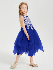 Abiti Damigella Junior In Tulle Lunghezza Al Polpaccio Blu Royal