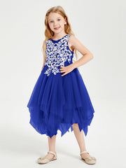 Abiti Damigella Junior In Tulle Lunghezza Al Polpaccio Blu Royal