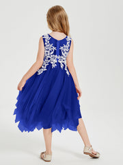 Abiti Damigella Junior In Tulle Lunghezza Al Polpaccio Blu Royal