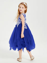 Abiti Damigella Junior In Tulle Lunghezza Al Polpaccio Blu Royal