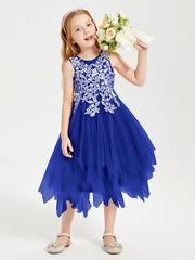 Abiti Damigella Junior In Tulle Lunghezza Al Polpaccio Blu Royal