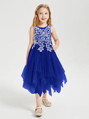 Abiti Damigella Junior In Tulle Lunghezza Al Polpaccio Blu Royal