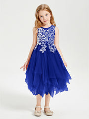 Abiti Damigella Junior In Tulle Lunghezza Al Polpaccio Blu Royal