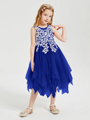 Abiti Damigella Junior In Tulle Lunghezza Al Polpaccio Blu Royal