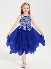 Abiti Damigella Junior In Tulle Lunghezza Al Polpaccio Blu Royal