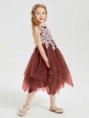 Abiti Damigella Junior In Tulle Lunghezza Al Polpaccio Terracotta