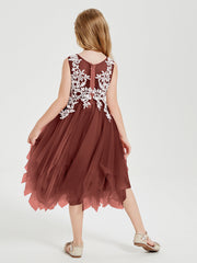 Abiti Damigella Junior In Tulle Lunghezza Al Polpaccio Terracotta