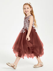 Abiti Damigella Junior In Tulle Lunghezza Al Polpaccio Terracotta
