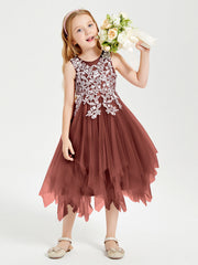 Abiti Damigella Junior In Tulle Lunghezza Al Polpaccio Terracotta