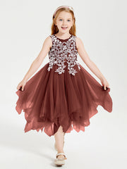 Abiti Damigella Junior In Tulle Lunghezza Al Polpaccio Terracotta
