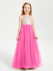 Abito Damigella Junior Lungo Top Con Paillettes Gonna In Tulle Azalea