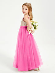 Abito Damigella Junior Lungo Top Con Paillettes Gonna In Tulle Azalea