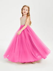 Abito Damigella Junior Lungo Top Con Paillettes Gonna In Tulle Azalea