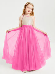 Abito Damigella Junior Lungo Top Con Paillettes Gonna In Tulle Azalea