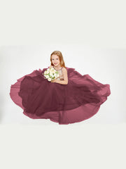 Abito Damigella Junior Lungo Top Con Paillettes Gonna In Tulle Cabernet