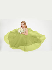Abito Damigella Junior Lungo Top Con Paillettes Gonna In Tulle Trifoglio