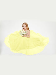 Abito Damigella Junior Lungo Top Con Paillettes Gonna In Tulle Narciso
