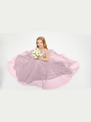 Abito Damigella Junior Lungo Top Con Paillettes Gonna In Tulle Crepuscolo