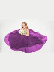 Abito Damigella Junior Lungo Top Con Paillettes Gonna In Tulle Viola