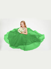 Abito Damigella Junior Lungo Top Con Paillettes Gonna In Tulle Verde