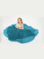 Abito Damigella Junior Lungo Top Con Paillettes Gonna In Tulle Blu Inchiostro