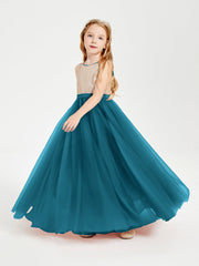 Abito Damigella Junior Lungo Top Con Paillettes Gonna In Tulle Blu Inchiostro